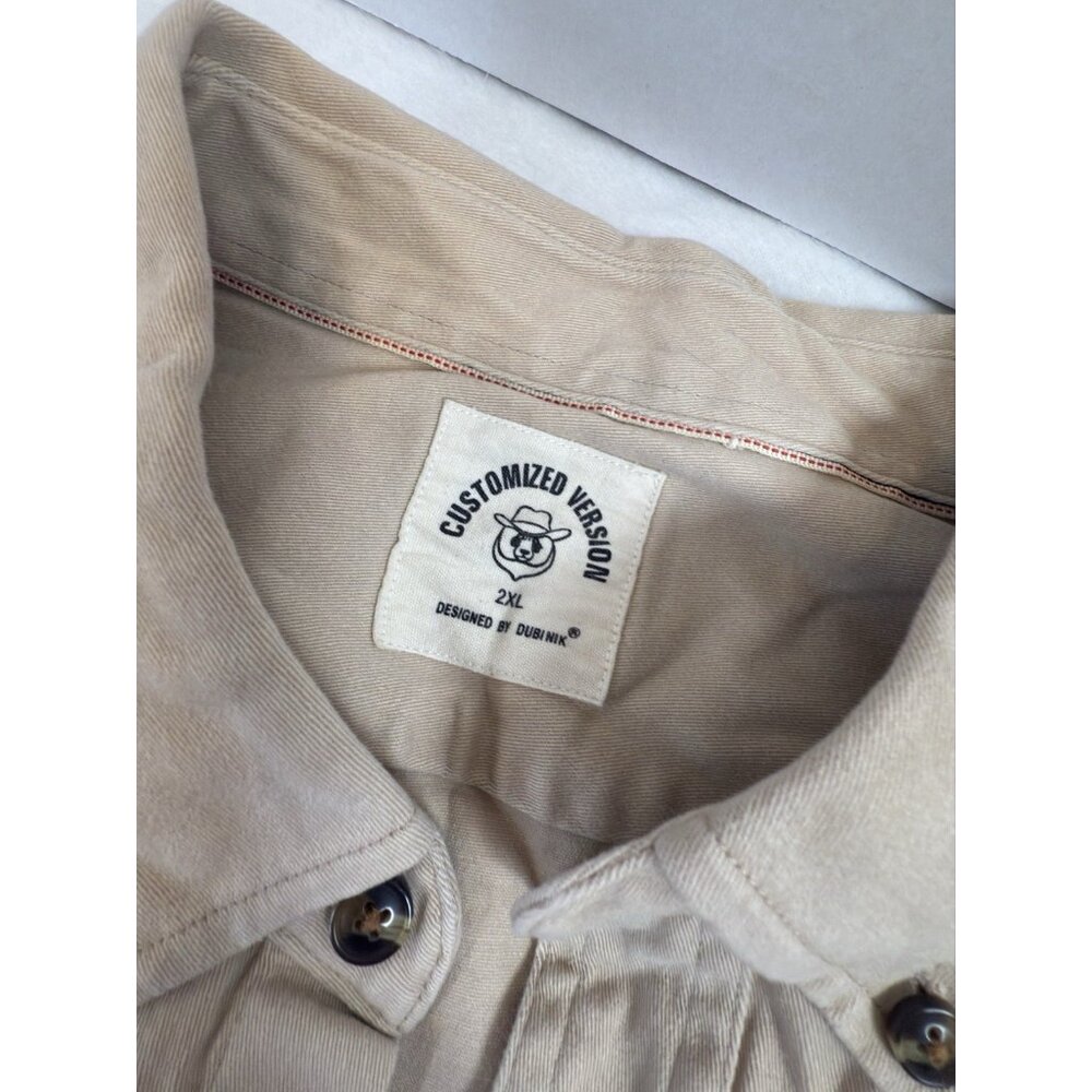 NWT Dubinik Customized Version Plaid Short SleeveShirt Sz 2XL Khaki Button Down